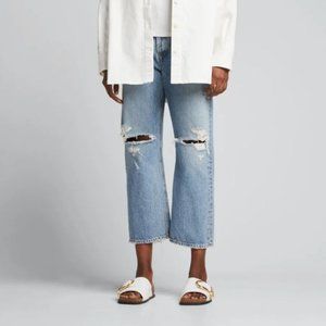 NWT Agolde 90's Crop Mid Rise Loose Fit Distressed Jeans Size 27 in Suspend